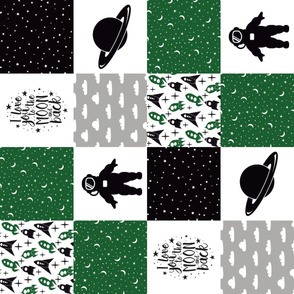 SPACE7_ROTATED | Wholecloth Quilt | BC3 Green Black Grey 