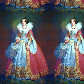 Queen Elizabeth 1 inspired princesses Queens renaissance big collar baroque pearls red gold gold gown beauty court dress  Victorian neoclassical tiara bows peacock feathers fan necklaces 19th century historical embroidery ornate royal portraits beautiful 