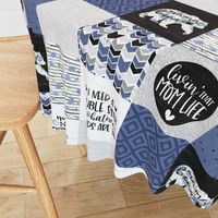 MomLife//Coffee//Blue - Wholecloth Cheater Quilt