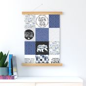 MomLife//Wine//Blue - Wholecloth Cheater Quilt