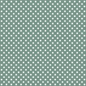 Polka Dot Cream on Sage Linen