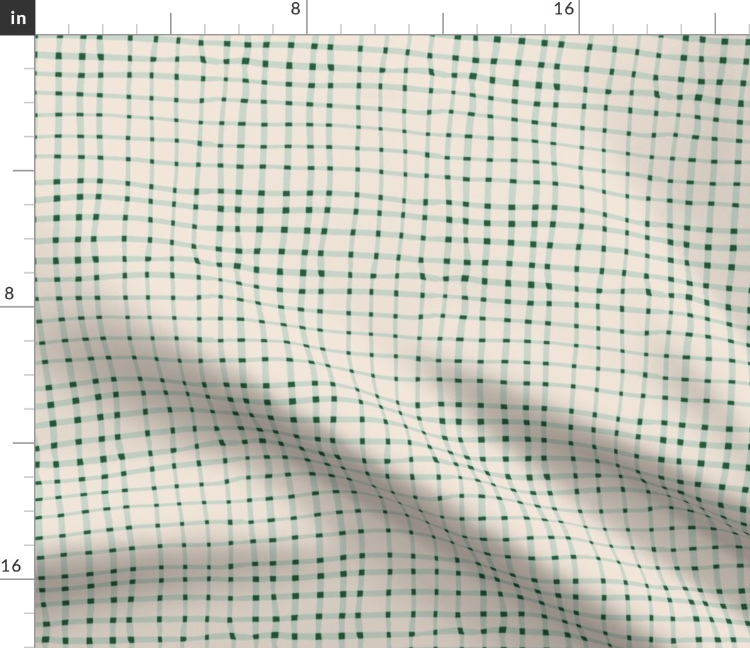 Weeds & Wildflowers: Green & Cream Abstract Plaid