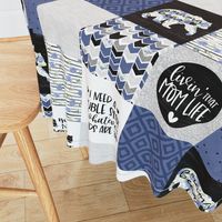 MomLife//Chocolate//Blue - Wholecloth Cheater Quilt