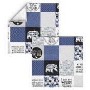 MomLife//Good Heart//Blue - Wholecloth Cheater Quilt