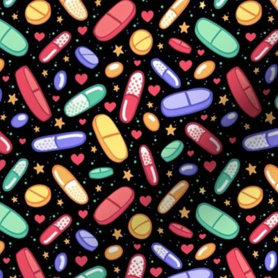 Colorful Pills on Black