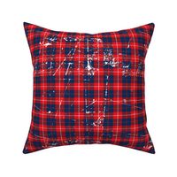 Red navy plaid grunge