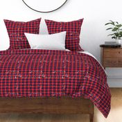 Red navy plaid grunge