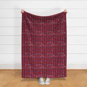 Red navy plaid grunge