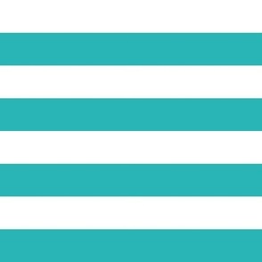 White Teal 1 Inch Stripes