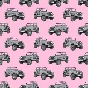 (small scale) jeeps - grey on pink C20BS