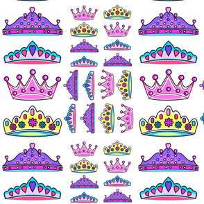 Princess Crowns Pastel White small print
