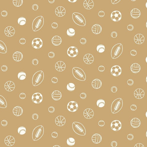 Sports balls golden ochre boys prints boy patterns