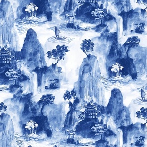 China landscape blue ceramic