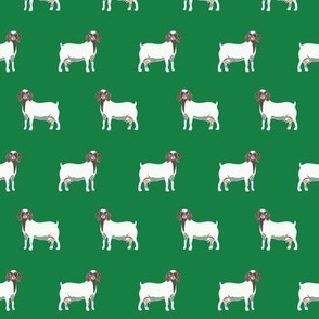 boer goat fabric - goat fabric, farm fabric, farm animals fabric - green