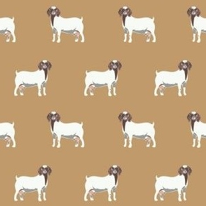 boer goat fabric - goat fabric, farm fabric, farm animals fabric - brown