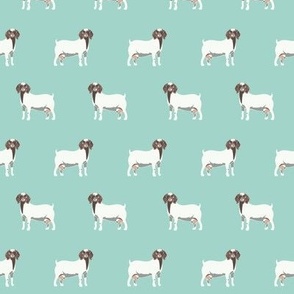 boer goat fabric - goat fabric, farm fabric, farm animals fabric - mint