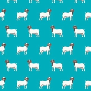 boer goat fabric - goat fabric, farm fabric, farm animals fabric - turquoise