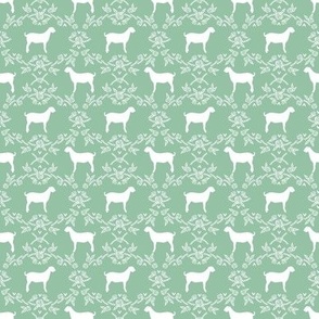 boer goat silhouette  fabric - goat fabric, silhouette fabric - mint floral