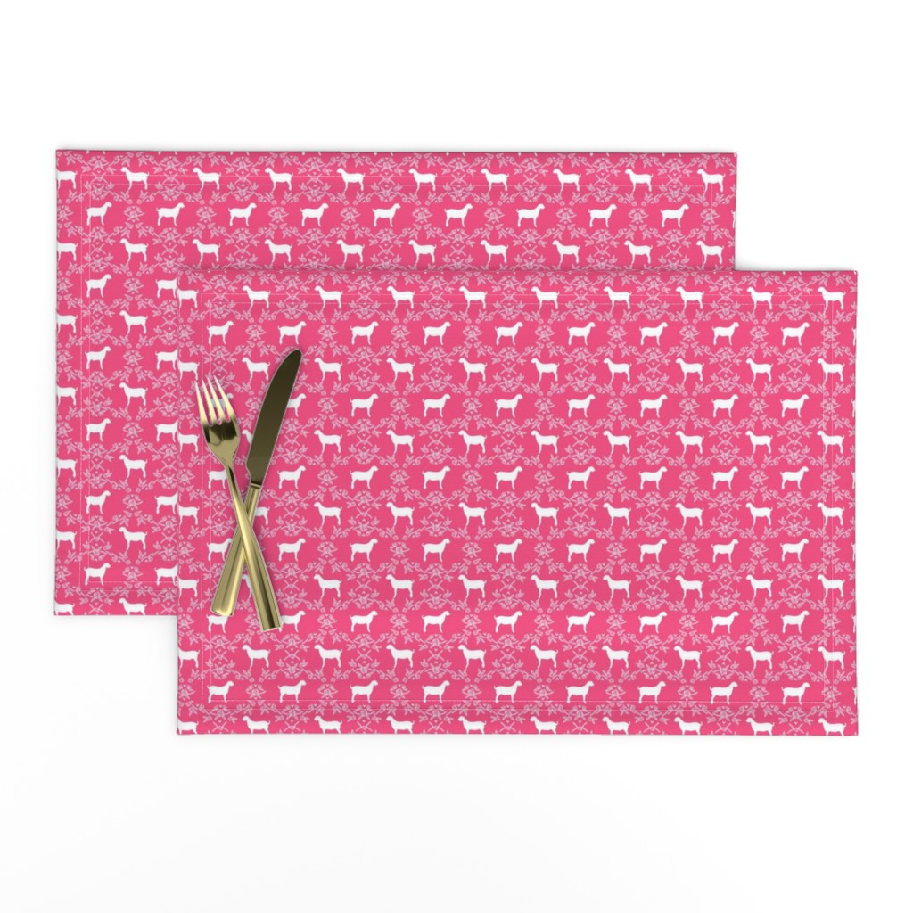 boer goat silhouette  fabric - goat fabric, silhouette fabric - hot pink floral