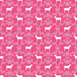 boer goat silhouette  fabric - goat fabric, silhouette fabric - hot pink floral