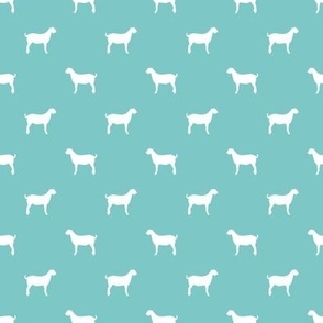 boer goat silhouette  fabric - goat fabric, silhouette fabric - blue