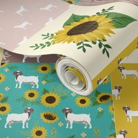 boer goat sunflower quilt fabric - cheater quilt fabric, farm quilt fabric 