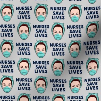 Rosie Nurse - Nurses save lives - teal on grey - LAD20