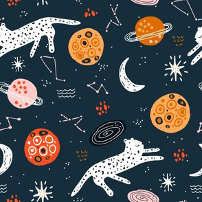 Abstract space pattern with sleeping cheetahs