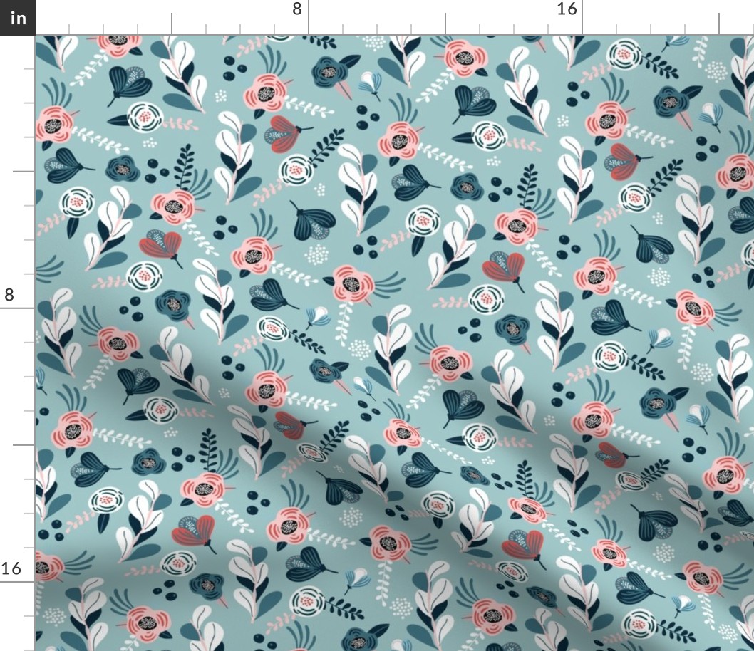 Mint floral pattern