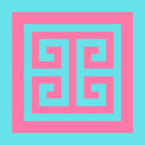 GREEK SQUARE turquoise and hot pink