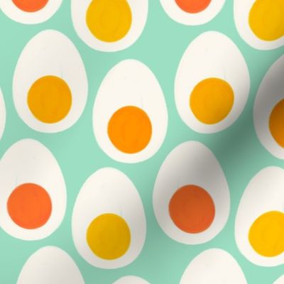 Hard Boiled Eggs (mint green background)