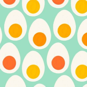 Hard Boiled Eggs (mint green background)