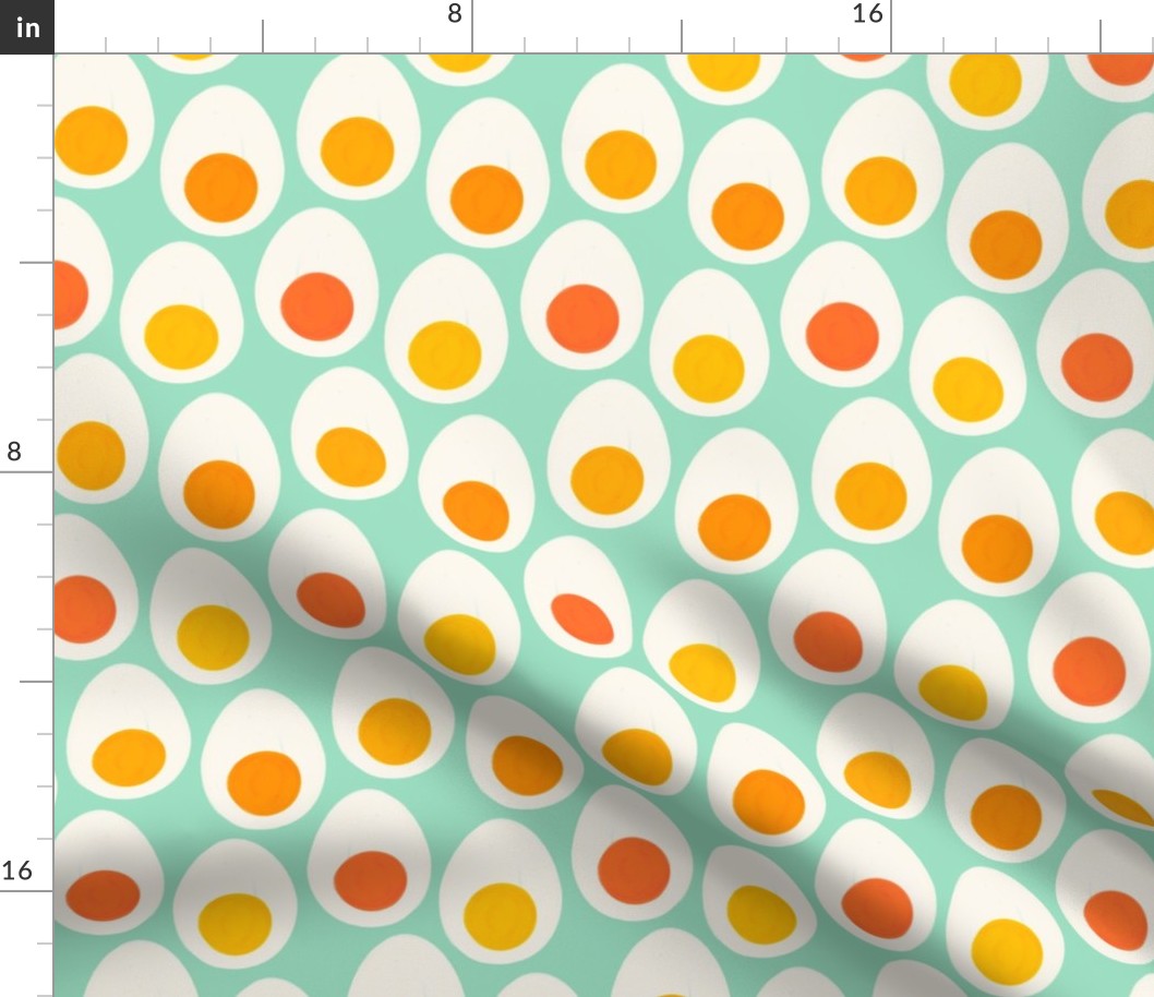 Hard Boiled Eggs (mint green background)