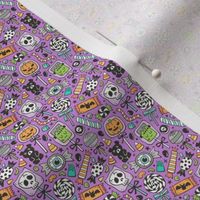 Trick or Treat Halloween Fall Candy on Dark Purple Tiny Small 0,75 inch