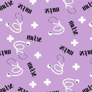 nurse fabric - stethoscope fabric - purple