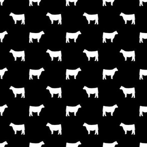 cow silhouette fabric - fabric - black