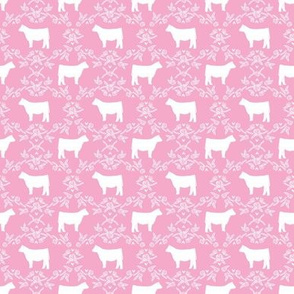 cow silhouette fabric - floral silhouette fabric - light pink