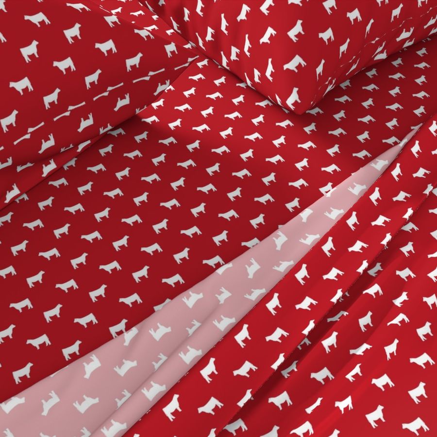 cow silhouette fabric - fabric - red