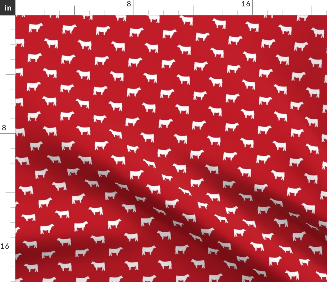 cow silhouette fabric - fabric - red