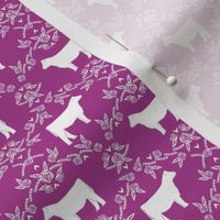 cow silhouette fabric - floral silhouette fabric - purple