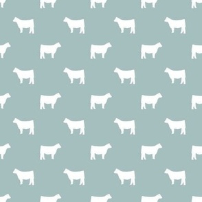 cow silhouette fabric - fabric - dusty blue