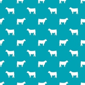 cow silhouette fabric - fabric - turquoise