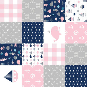 Nautical_June15_20_ROTATED | Wholecloth Quilt | Pink Navy 