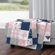 Nautical_June15_20 | Wholecloth Quilt | Pink Navy Grey 