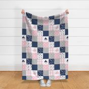 Nautical_June15_20 | Wholecloth Quilt | Pink Navy Grey 