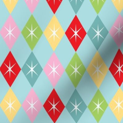 Retro Christmas Harlequin -Granny's Quilt