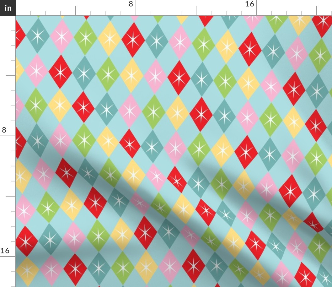 Retro Christmas Harlequin -Granny's Quilt