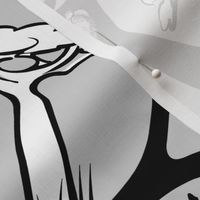 Line Art Safari Wallpaper Large | Black+White+Lt Gray