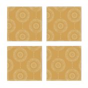 Glimmer - Boho Geometric Medallion Regular Scale Watercolor Mustard Yellow White