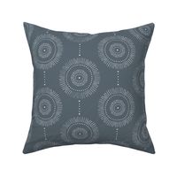 Glimmer - Boho Geometric Medallion Regular Scale Watercolor Charcoal Grey Blue White